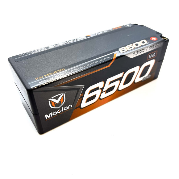(CLEARANCE, 30% OFF) Maclan HV Graphene V4 4S LiPo Battery w/5mm Bullets (14.8V/6500mAh) #MCL6025