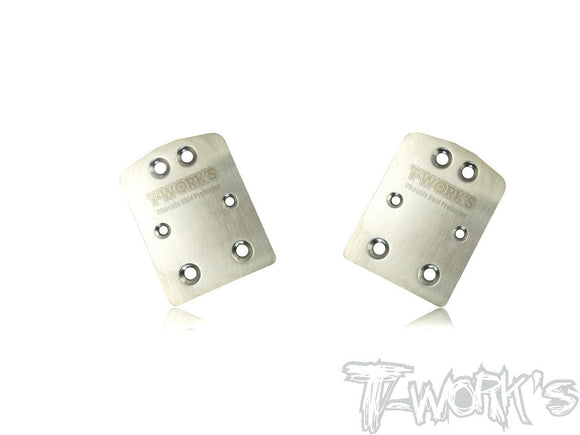 T-WORKS Stainless Steel Rear Chassis Skid Plates ( TEKNO NB48 2.0/EB48 2.0 ) 2pcs. #TO-220-T2.0