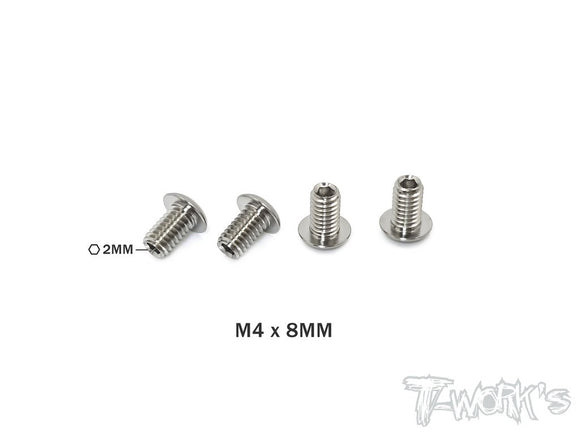 T-WORKS M4*8 Grade-64 Titanium Droop Screw set for 1/10 touring car/ XRAY T4/YOKOMO BD/AE RC10 TC7 (4pcs.) #TP-087-A