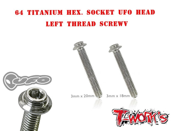 T-WORKS Grade-64 Titanium Hex Socket UFO Head Left Thread Screw ( 5pcs.) #TSS-LU-5